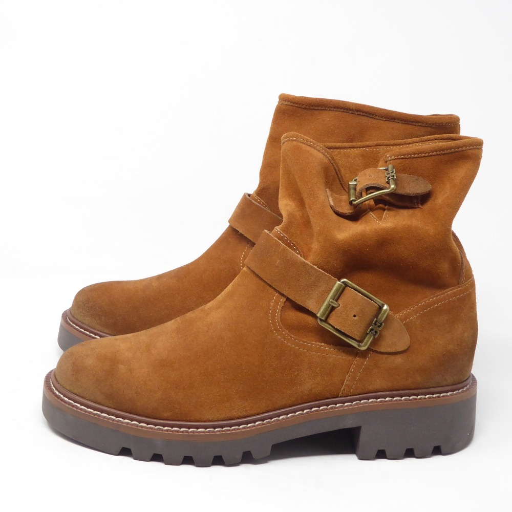 NEW Sam Edelman Womens Garret Moto Boots Brown Suede Buckle Size 8.5 - Picture 5 of 10